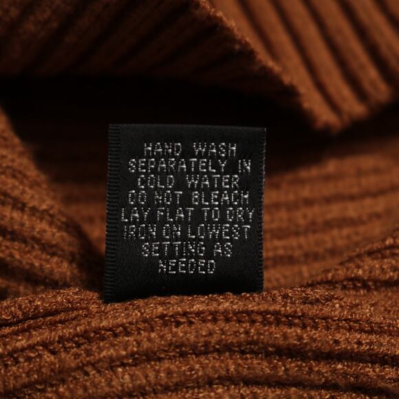 Cyrus Lapel V-Neck Sweater XS – Tawny Ribbed Knit Soft Pullover Preppy Fall Top - Picture 7 of 9